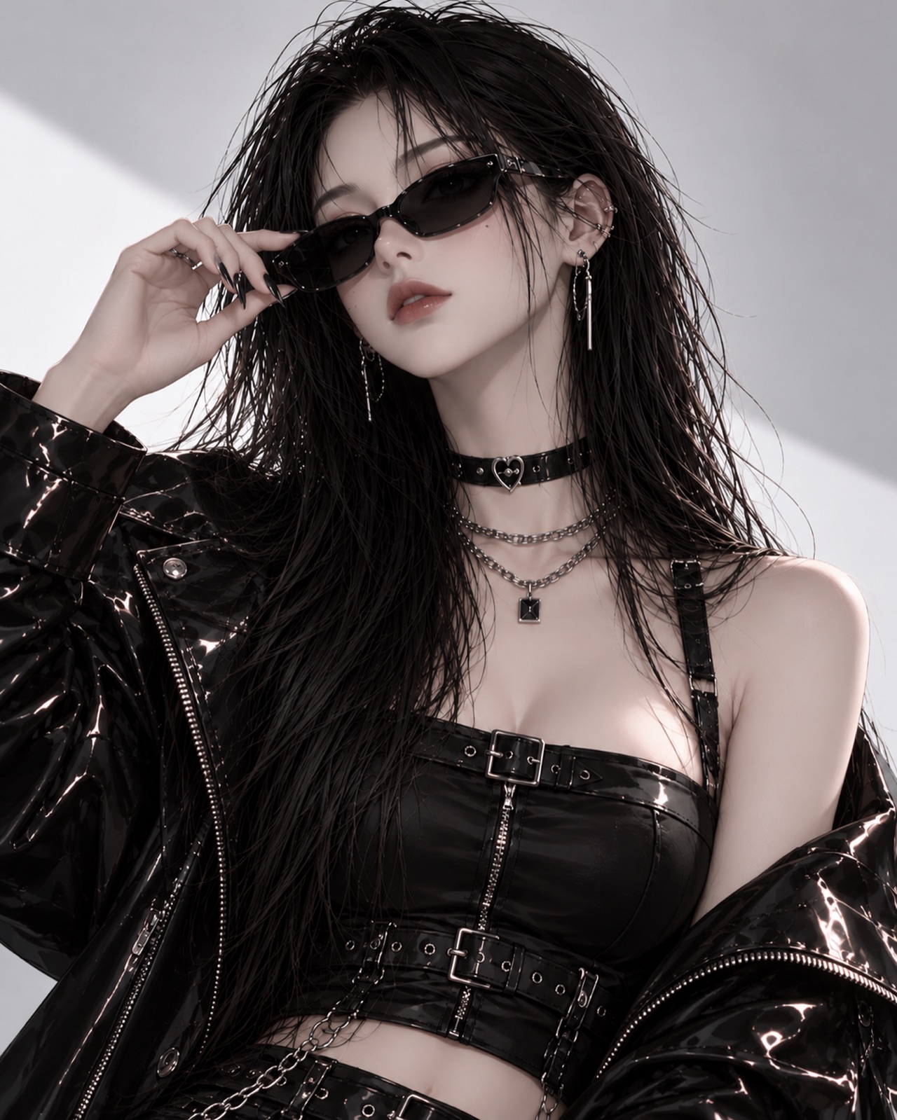 KYRA 扶着墨镜看向镜头